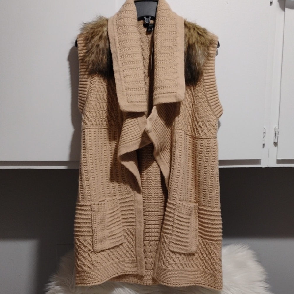 (X2) NWT Ann Taylor Beige Knit Vest Alpaca Wool Blend Sz.M